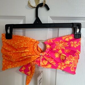Kulani Kinis Orange and Pink Floral Bikini Top